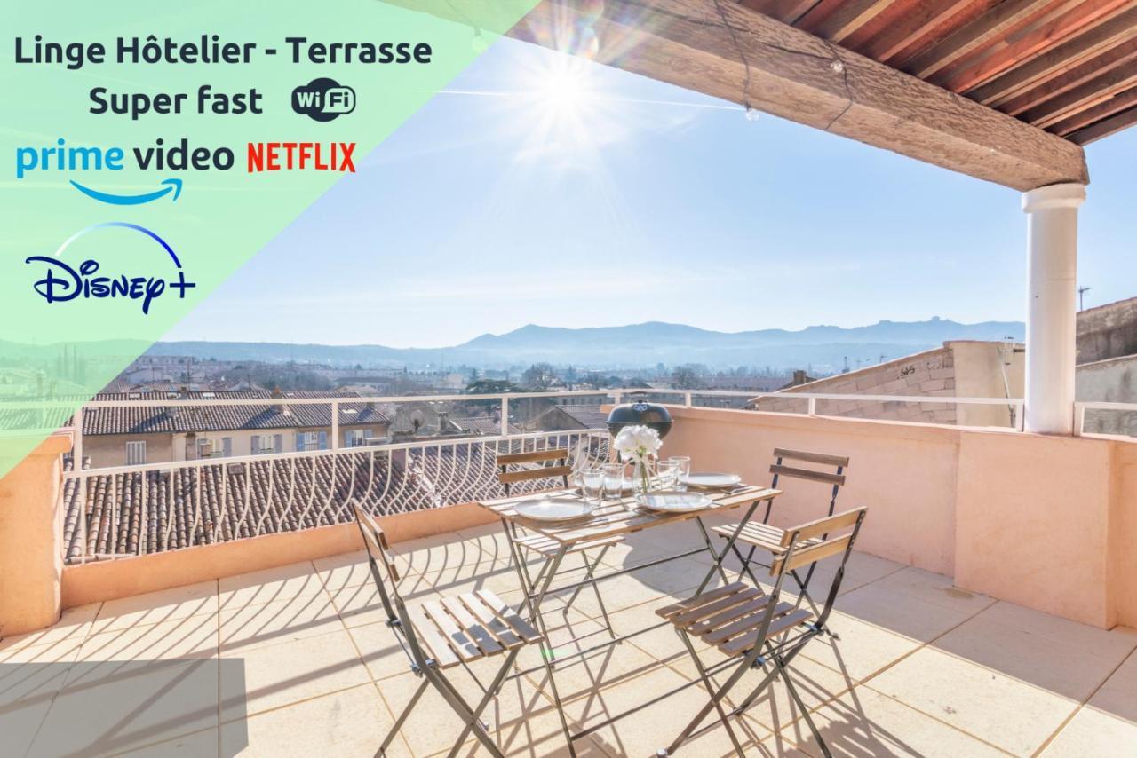 Mont Ventoux - Terrasse - Vue Degagee - Linge De Qualite - Fibre - Confort Gardanne Exterior photo